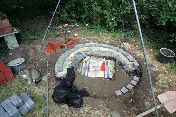 Gemauerte "Feuerschale" mit Kiesel und Abgrenzung | Grillforum und BBQ